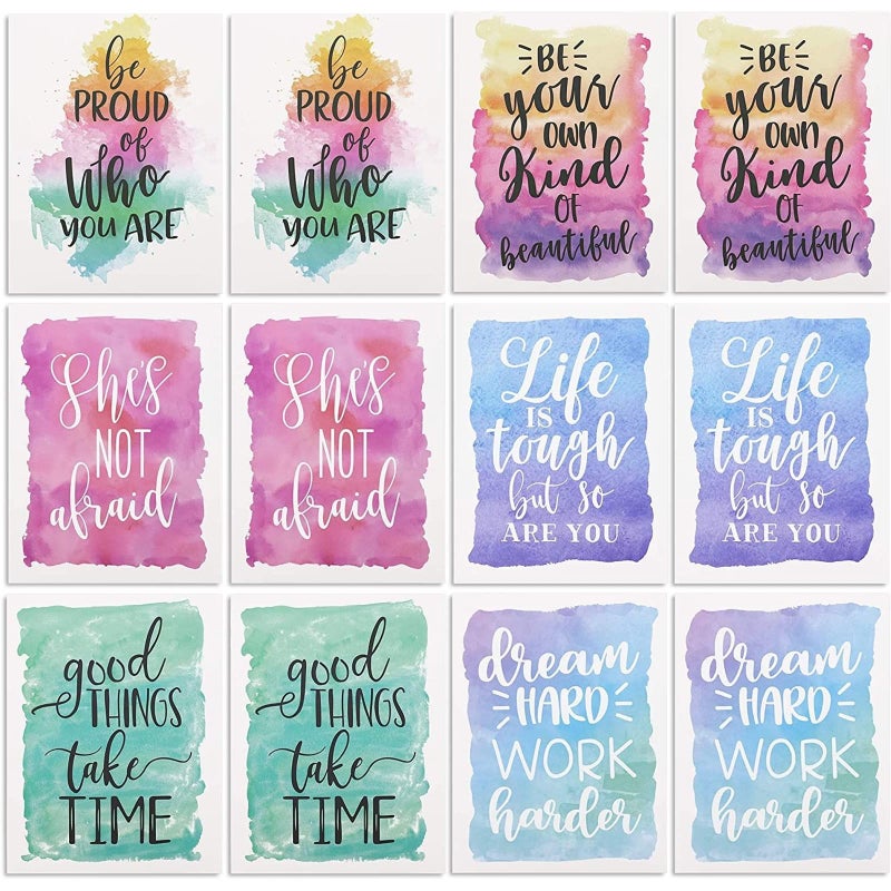 Paper Junkie 2 Pocket Folders - Motivational Quotes & Watercolor Folders with Pockets - Durable Laminated Design for School Supplies & Kids - 12 Pack, 9 x 12 in, Watercolor - Image 5